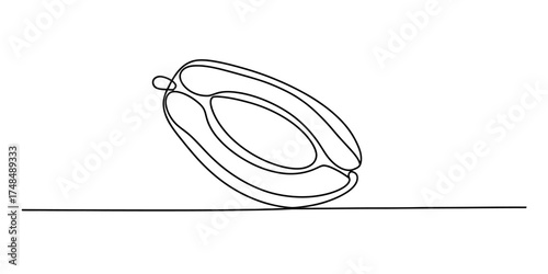 Minimalist continuous line drawing capturing the essence of a fruit slice in a single unbroken stroke vector