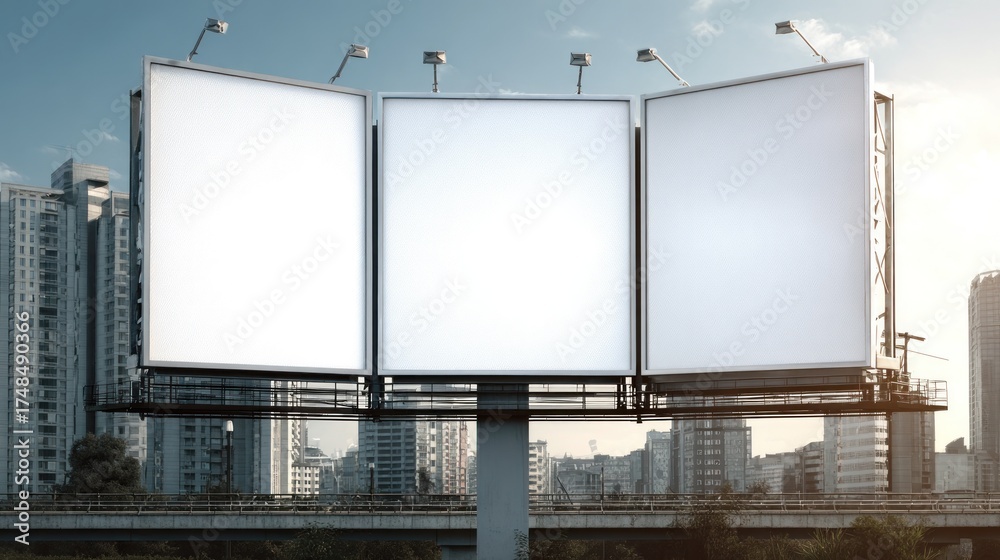 Fototapeta premium Blank billboards in city skyline