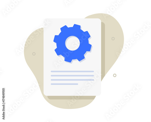 Technical document icon flat vector graphic illustration, project instruction information review, repair maintenance manual service text info, technology guide tutor for automation management