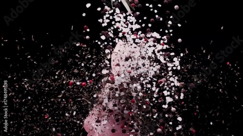 The collision of spices with a chicken drumstick in the air at super slow-motion 1000fps