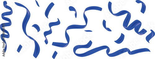 Blue Streamer illustration, Serpentine Streamer, Blue Confetti Ribbon