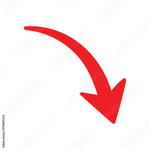Direction Indicator: A simple illustration of a red arrow indicating downward direction, it's a visual metaphor for pointing downwards.