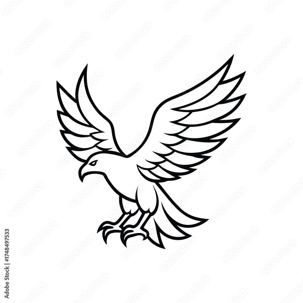 Obraz premium Eagle With Spread Wings And Sharp Beak Silhouette