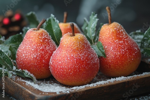 sugar-coated apples on tray