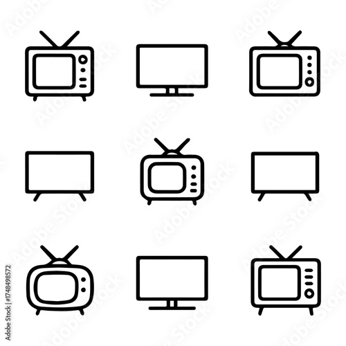 set of outline icons televisions vector on a white background
set of 9 line icons, vector, on a white background