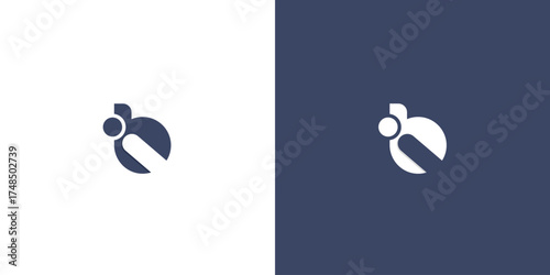 Abstract Letter ib, B or I  Modern Minimalist Logo Design