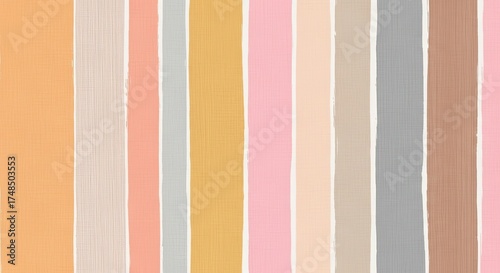Striped Texture Orange, Beige, Pink, Grey, Yellow, Brown Colored Vertical Stripes