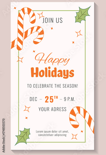 Happy Christmas holidays social media stories banner vector 