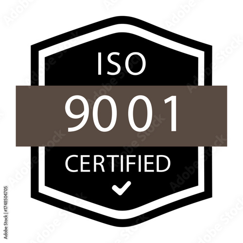 Vector illustration of a certified emblem for a food safety management system. This badge represents quality assurance and international standard compliance for responsible production