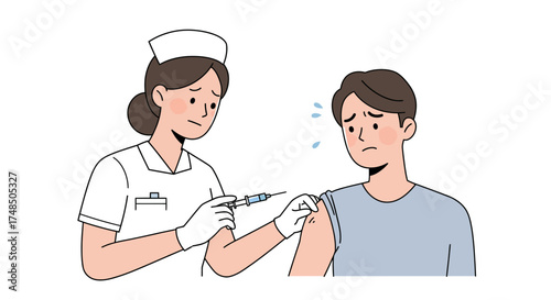 Nervous Patient Receiving Vaccine Shot from Healthcare Professional