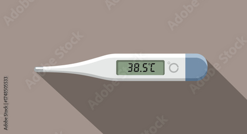 Digital Thermometer Displaying a Feverish Temperature of 38
