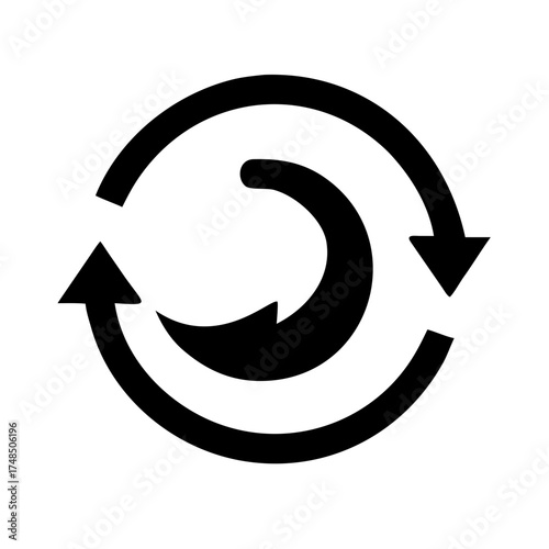 Vector art of circular arrows pointing clockwise, representing rotation, renewal, or cyclical processes symbolizes continuous movement and repetition