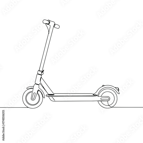 Minimalist Electric Scooter Vector Illustration in Continuous Single Line Art Style