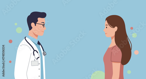 Doctor Consults Woman in Modern Medical Setting Illustration