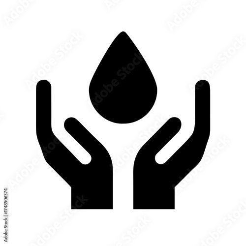 Vector art of hands holding a water drop icon, symbolizing purity, conservation, and environmental care in ecofriendly designs