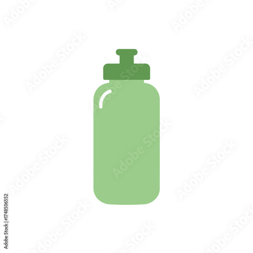 Minimalist Flat Design Green Sports Water Bottle Vector Illustration