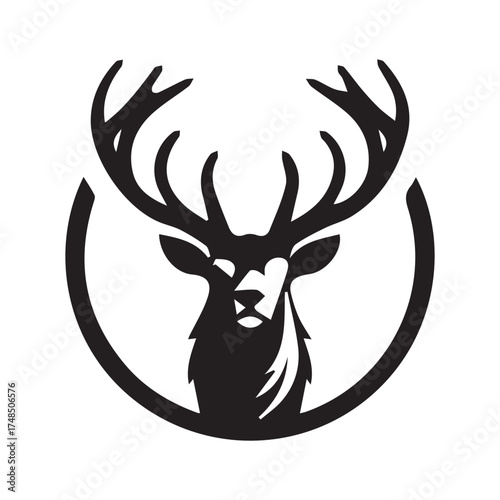 2d elk animal logo with white background