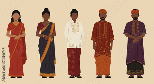 Diverse Cultures People in Traditional Clothing Representing Different Ethnicities