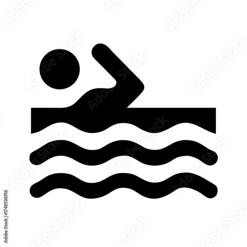 Vector art of swimmer in water silhouette of a person swimming, capturing the essence of summer and water sport in a simple and iconic design