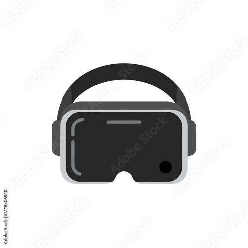Minimalist Black Virtual Reality Headset Flat Design Vector Illustration