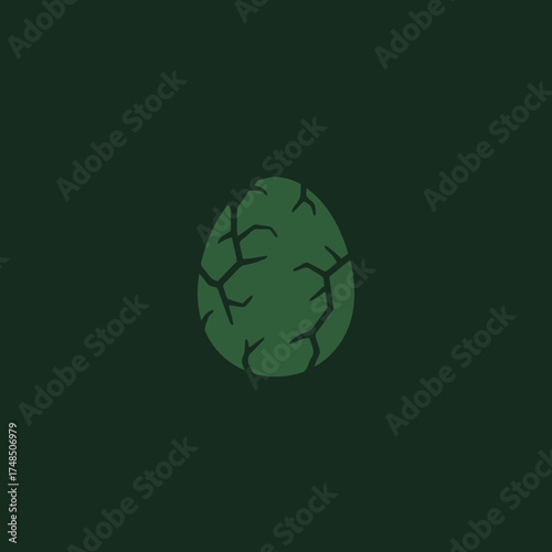 Cracked Green Fantasy Egg Vector Illustration