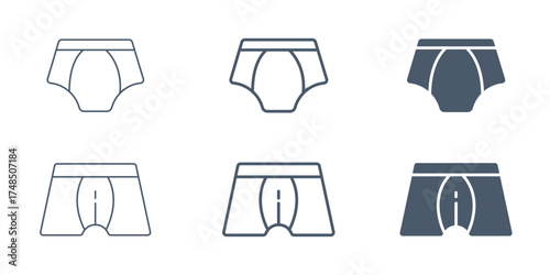 Mens Underwear Icons  Briefs and Boxer Briefs Vector Set