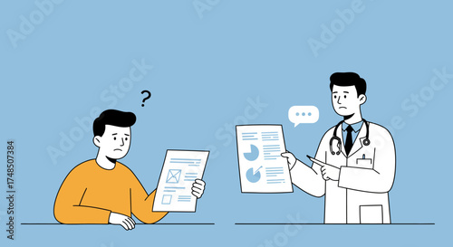 Doctor Explaining Medical Report to Patient, Diagnosing Condition, Healthcare Concept