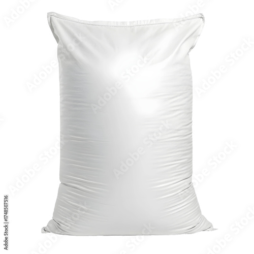 White woven polypropylene sack or bag for flour, sugar, or agricultural products. Isolated on transparent background, png

