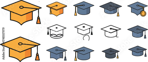 this latest set of graduation cap icons feels like a vibrant remix—each one a little badge of transformation.