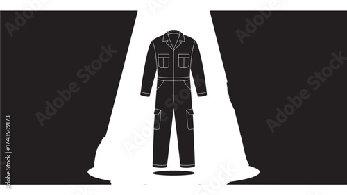 Workwear jumpsuit in a spotlight vector illustration of a uniform for construction factory or mechanic isolated on white