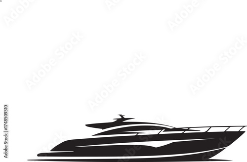 Luxury Yacht at Sea Silhouette