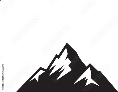 Black and White Mountain Peak Illustration