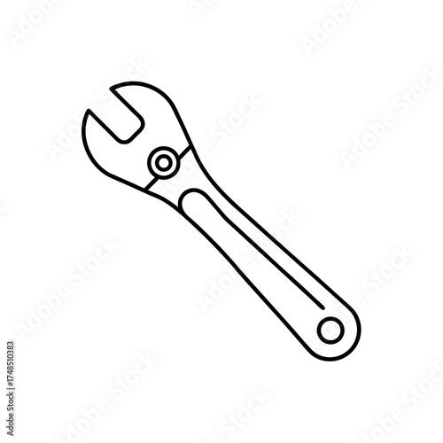 Outline adjustable wrench drawing silhouette