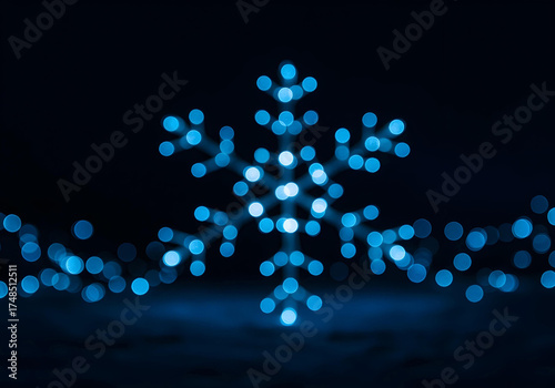 Snowflake Bokeh Made of Blue Lights abstract pattern