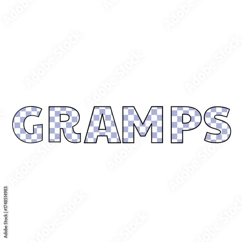 The word gramps is displayed with a checkered pattern inside of each letter on a white background here