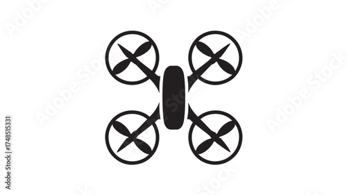 Drone icon simple black glyph vector illustration isolated on white background for app and web design