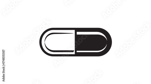 Pill capsule vector icon simple flat glyph design isolated on white background for medical and pharmaceutical use