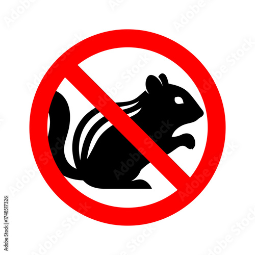 Clear red prohibition circle graphic no squirrels allowed symbol for warning and restriction vector
