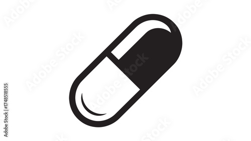 Pill icon simple flat vector illustration of capsule isolated on white background for medical or pharmaceutical design