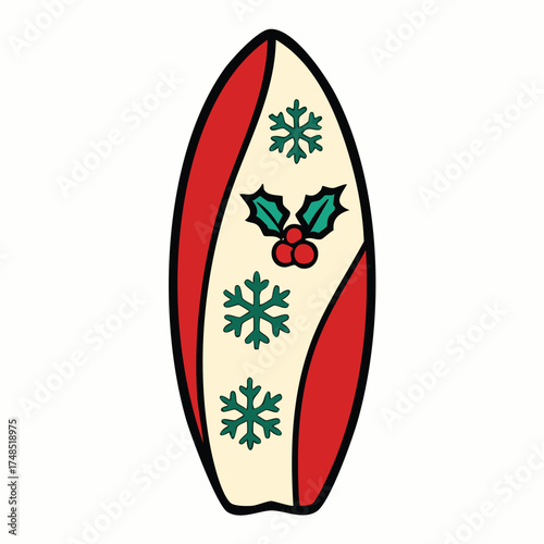 Tropical surfboard — beach Christmas flat vector