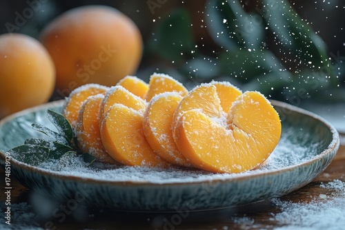 Plate of powdered oranges.