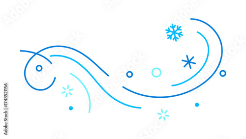 Winter linear element. Holiday filigree border with snowflakes.