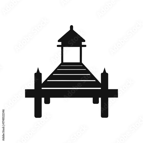 A dock silhouette vector art illustration