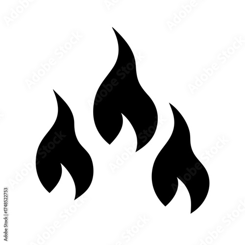 Three flames, representing fire and burning energy