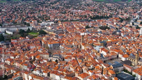 
Aerial view around the old downtown of the city Millau in France on a sunny day in early spring
