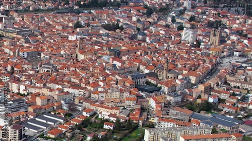 
Aerial view around the old downtown of the city Millau in France on a sunny day in early spring
