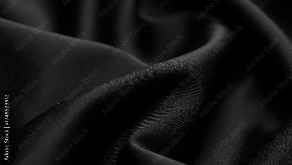 Fototapeta premium Black Silk Fabric with Soft Folds and Texture image