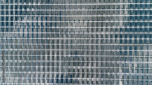 Aerial View of Modern Greenhouse Structure in Agricultural Area of the Netherlands
