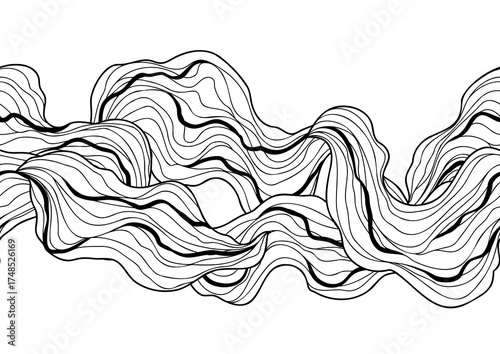 Seamless wave pattern. Abstract background with linear curls.