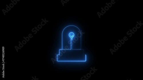 Glowing neon siren-light icon animation on the transparent background. 4k video